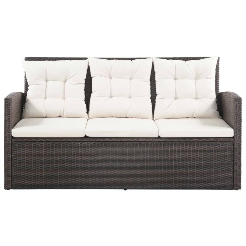 vidaXL 5 Piece Garden Lounge Set with Cushions Poly Rattan Brown