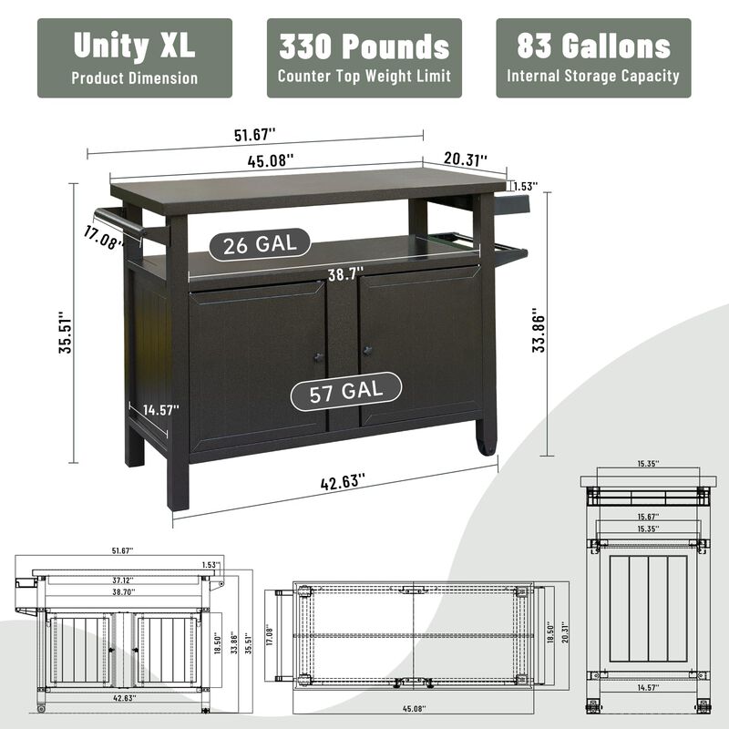 Streamdale Premium 83 Gallon Grill Cart with Rust-Proof Chrome Finish