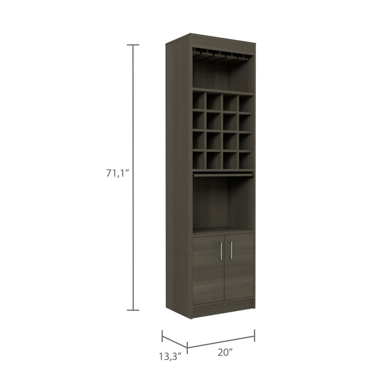 Wolcott 16-Bottle 1-Shelf Bar Cabinet Smokey Oak