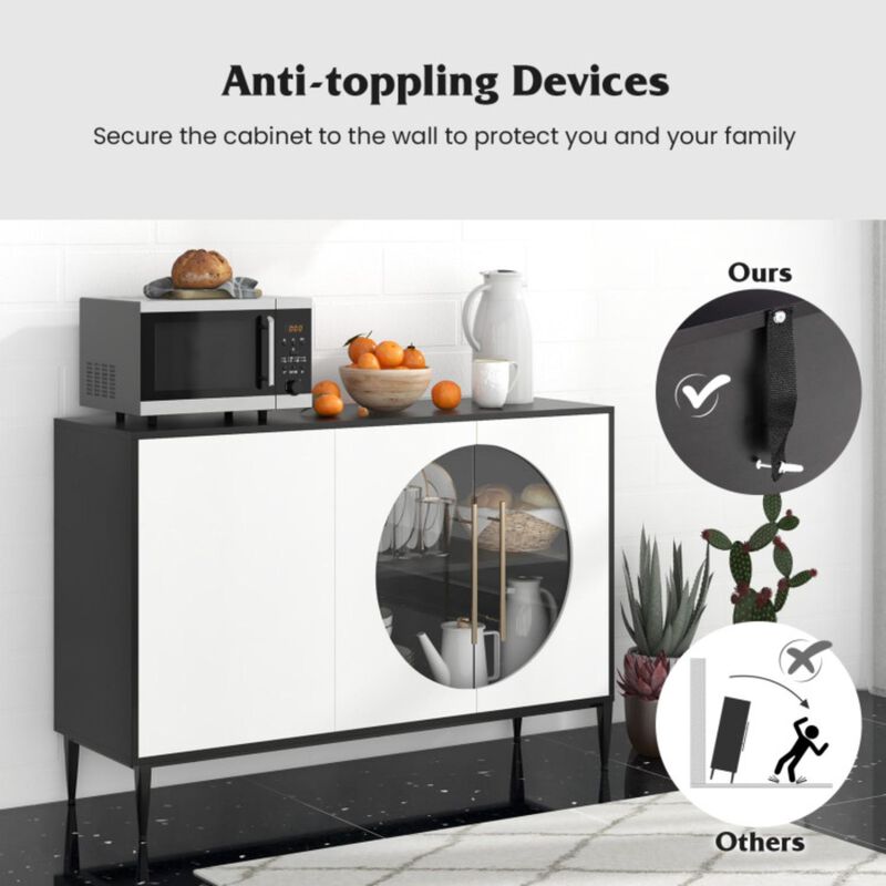 Hivvago Sideboard Cabinet with Tempered Glass Door for Living Room Dining Room Kitchen