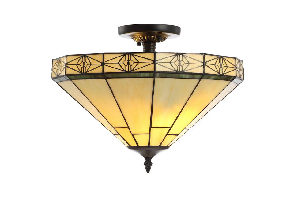 Jasmine Tiffany-Style Glass/Metal LED Semi-Flush Mount