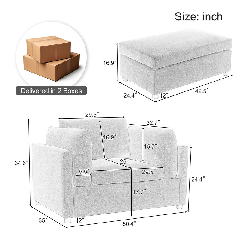 Merax Modern Armchair with Ottoman Set