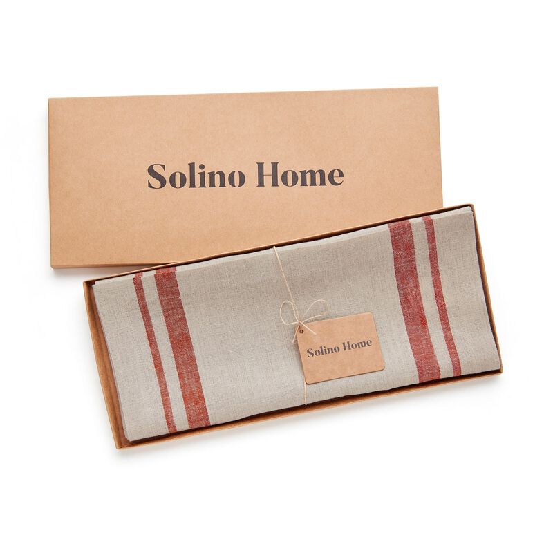 Solino Home 100% Pure Linen Table Runner | French Stripe