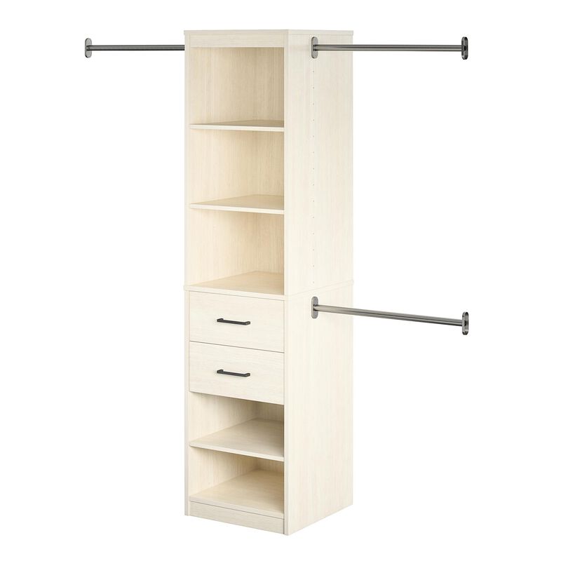 Kelly 5 Shelf / 2 Drawer Closet Organizer with 3 Adjustable Hanging Rods