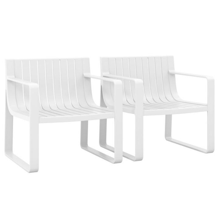 Patio Chairs Set of 2 with Curved Backrests and Seats