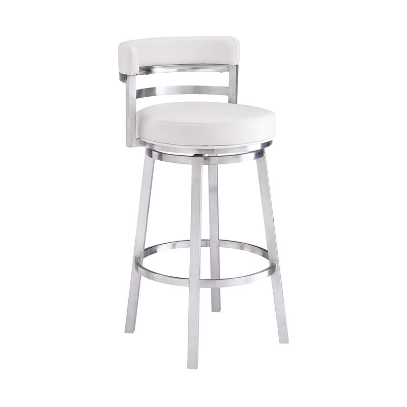 Madrid  Counter Height Swivel Black Faux Leather and Metal Bar Stool