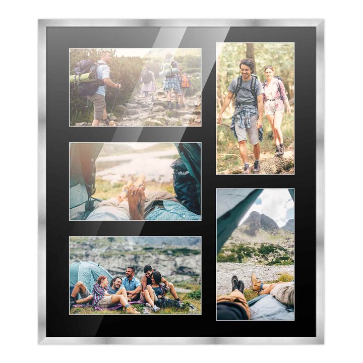 14x16 Wood Collage Frame with a Black Mat for 5x7 Pictures