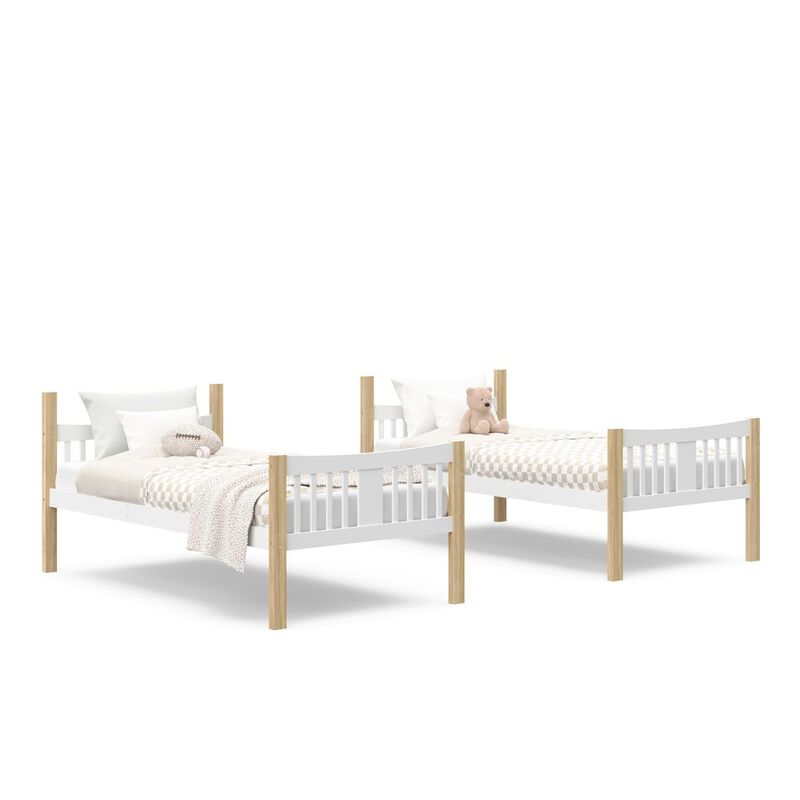 Storkcraft Caribou Twin-over-Twin Bunk Bed (White with Natural)
