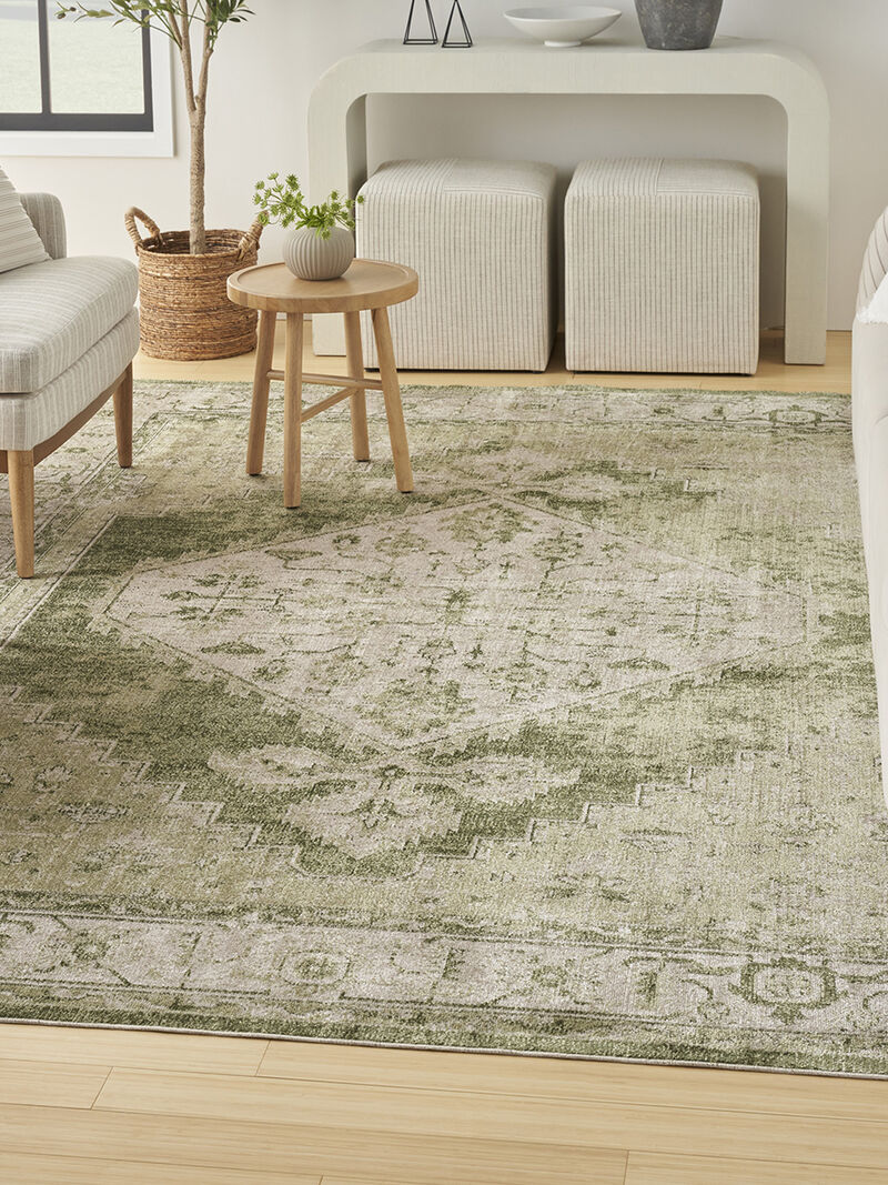 Astra Machine Washable ASW11 Ivory/Green 9' x 12' Rug