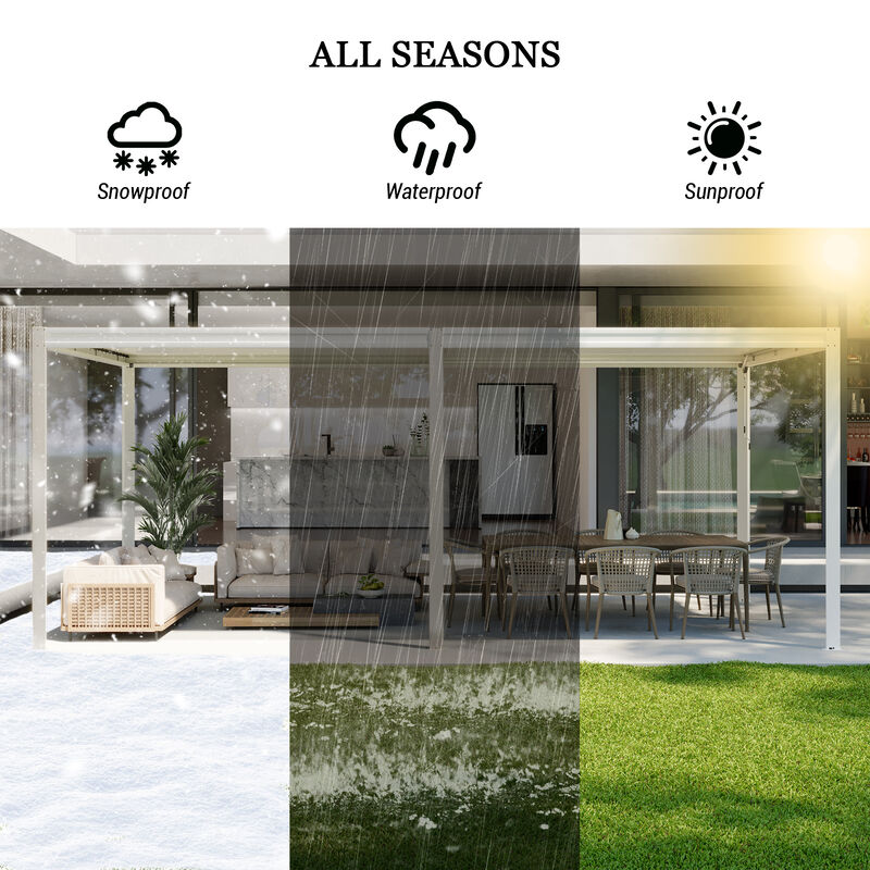 MONDAWE Outdoor Louvered Pergola 10X20FT, Aluminum Pergola with Adjustable Roof and Efficient Drainage System
