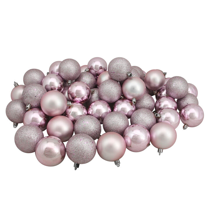 60ct Pink Shatterproof 4-Finish Christmas Ball Ornaments 2.5" (60mm)
