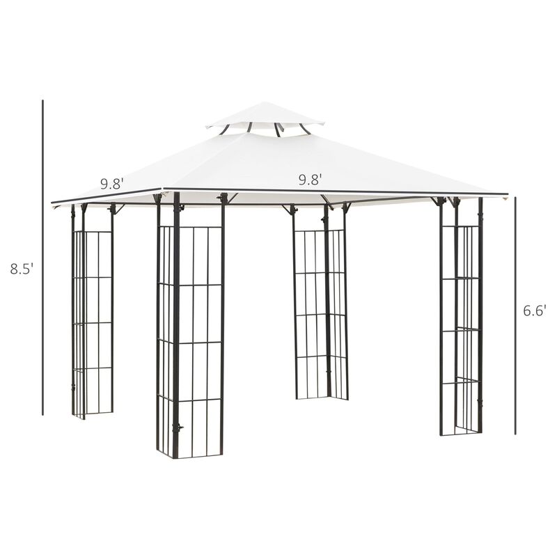 Elegant Patio Shelter: 10'x10' Vented Roof Gazebo with Metal Frame