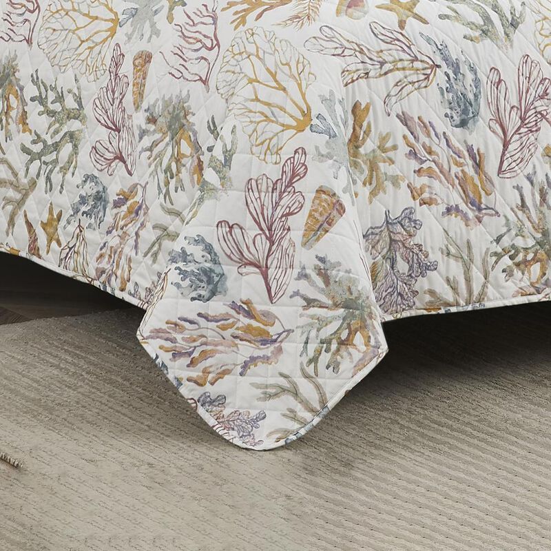 RT Designers Collection Melrose Mystic 3-Pieces Elegant Stitched Quilt Set OB Queen Multicolor