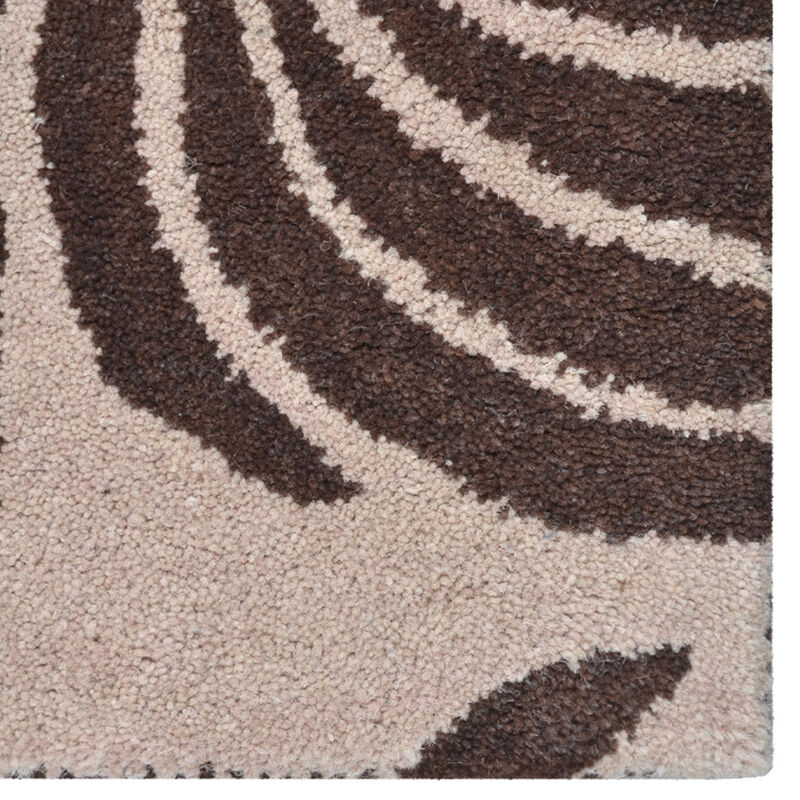 RUGSOTIC CARPETS HAND TUFTED WOOL ECO-FRIENDLY AREA RUGS  - 5'x8', Rectangle Shape, Beige & Brown, Floral Modern Design, High Pile Thick Handmade Area Rugs for Living Room, Bed Room (K00510)