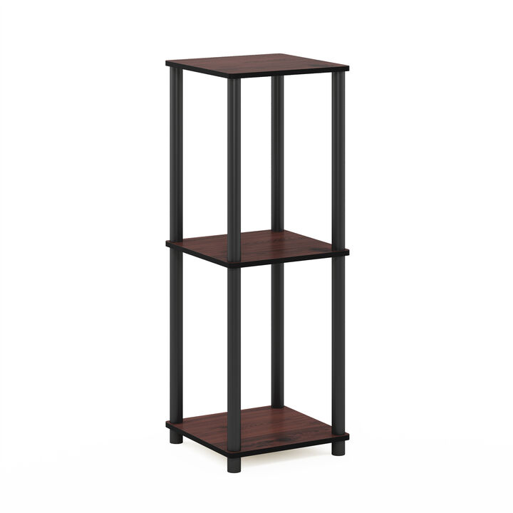 Furinno Turn-N-Tube End Table Corner Shelves, Set of 2, Dark Cherry/Black