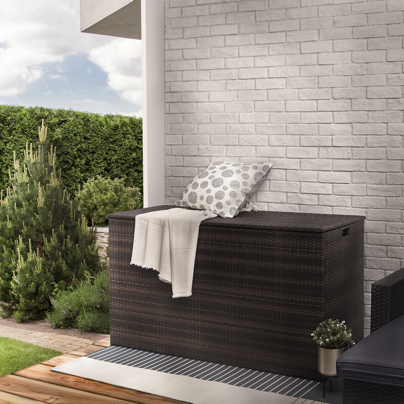 Teamson Home Wicker 154 Gallon Patio Storage Chest, Brown