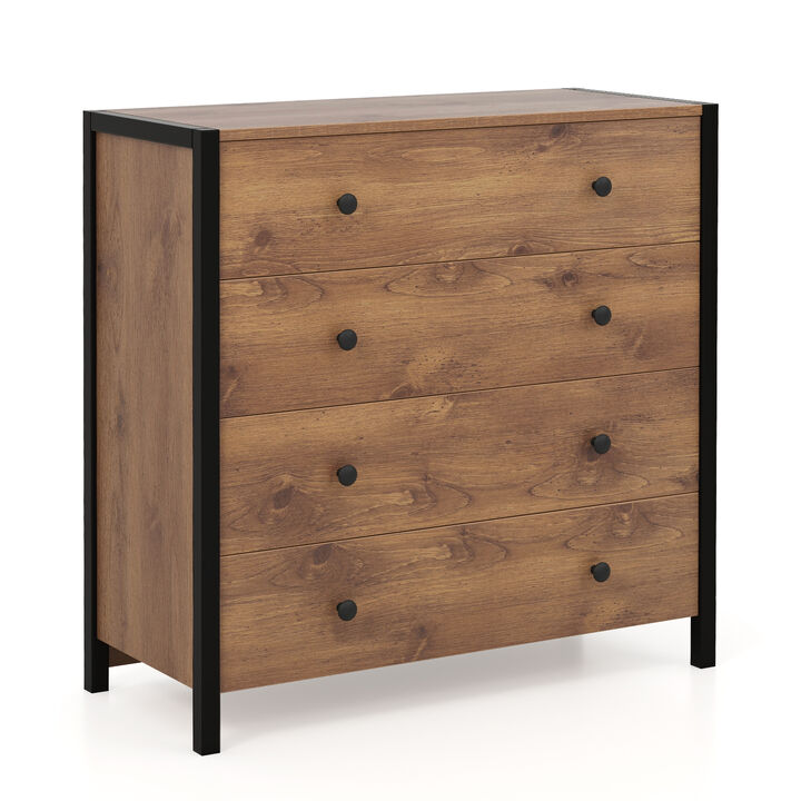 4-Drawer Modern Wooden Dresser Chest for Bedroom or Living Room Storage
