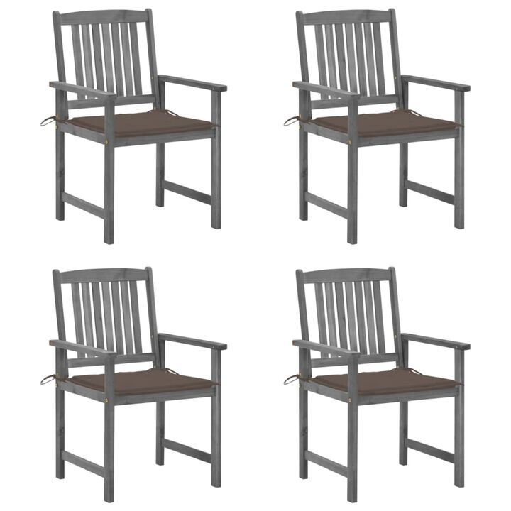 vidaXL Director's Chairs with Cushions 4 pcs Gray Solid Acacia Wood