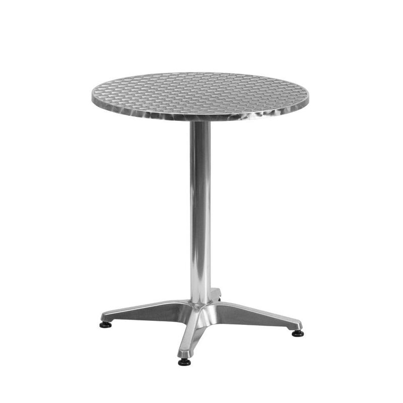 Flash Furniture Lila 23.5'' Round Aluminum Indoor-Outdoor Table Set with 2 Black Rattan Chairs