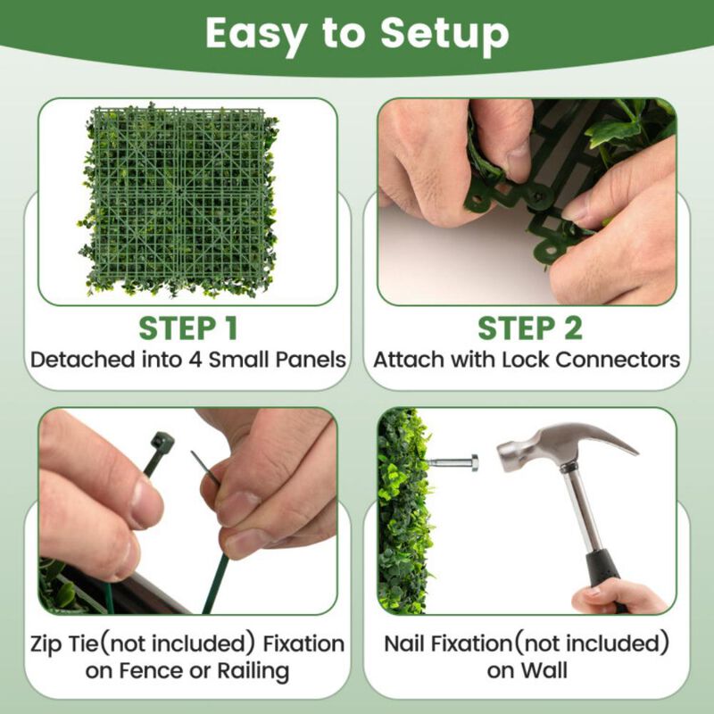 Hivvago 12 Pieces 20 x 20 Inch Artificial Greenery Foliage Panels with Insertable Branches