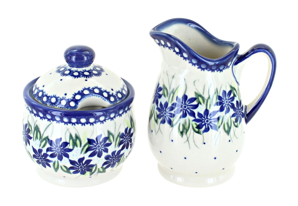 Blue Rose Polish Pottery Scarlett Cream & Sugar Set