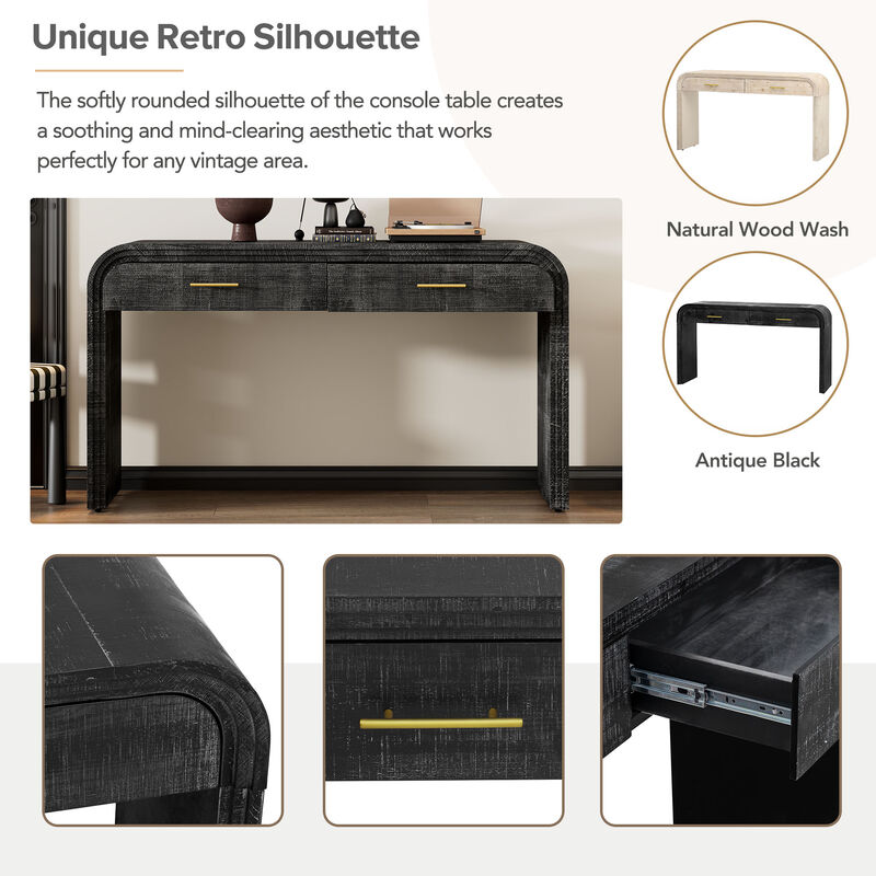 Retro Console Table with Drawers for Living Room