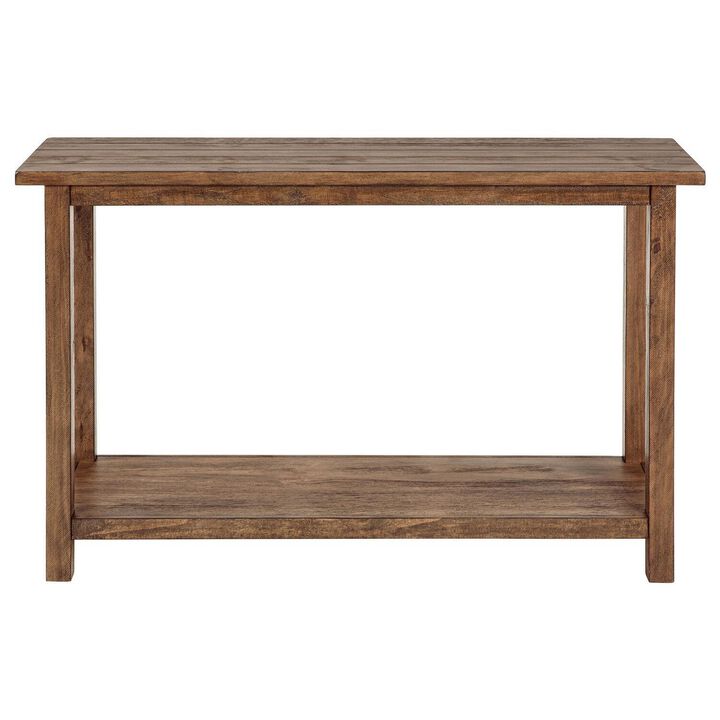 Ayne Console Table, 1 Shelf, Distressed Brown Wood Frame, 47 Inch - Benzara