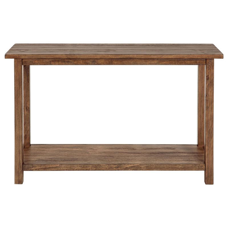 Ayne Console Table, 1 Shelf, Distressed Brown Wood Frame, 47 Inch - Benzara