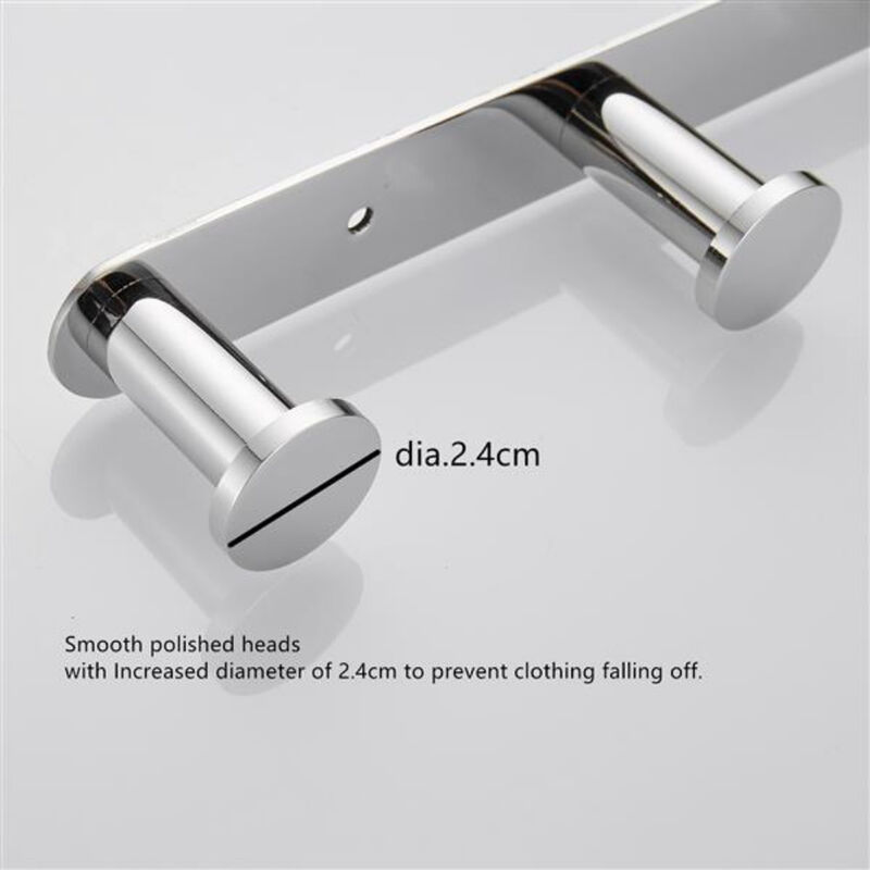 Matte Black Wall-Mounted Towel Hook Rack, 4 Stainless Steel Hooks