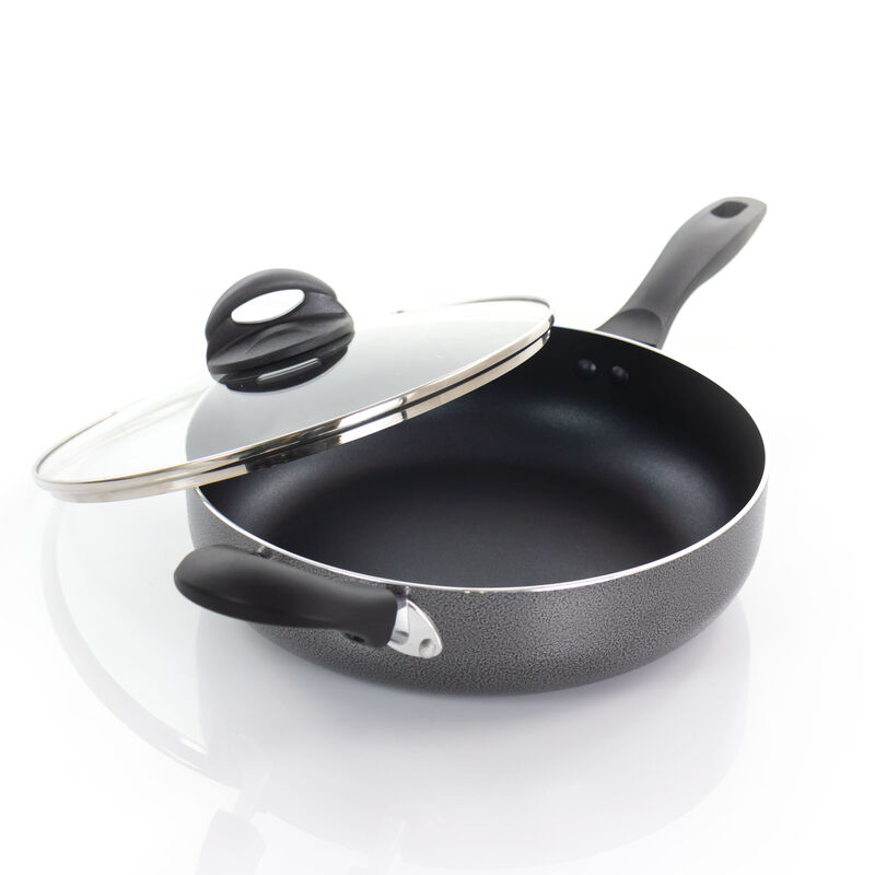 Oster Clairborne 10.25 Inch Aluminum Saute Pan with Lid in Charcoal Grey