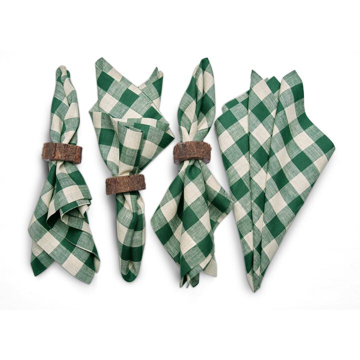Solino Home 100% Pure Linen Cloth Napkins 20 x 20 Inch Set of 4 Dinner Napkins | Morgan Check