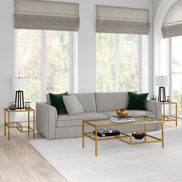 Hudson&Canal Lovett 45'' Wide Rectangular Coffee Table in Brass