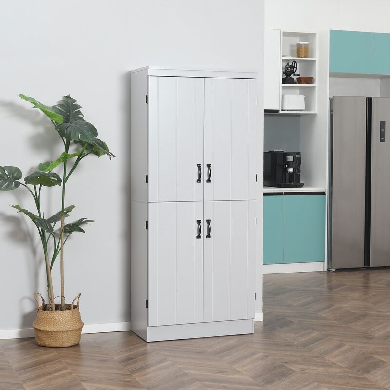 Gray Kitchen Organizer: 70" 4-Door Pantry with 6-Tier Shelving