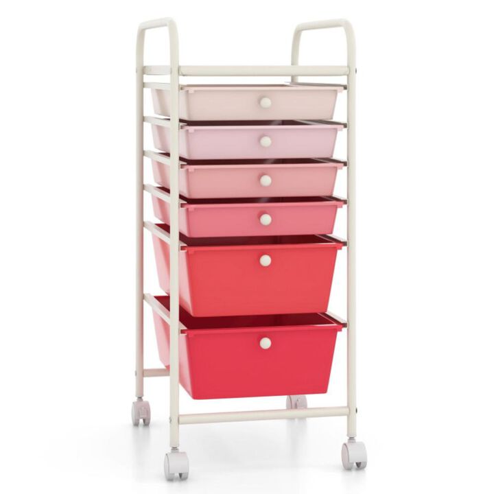 Hivvago Multifunctional 6 Drawers Rolling Storage Cart Organizer