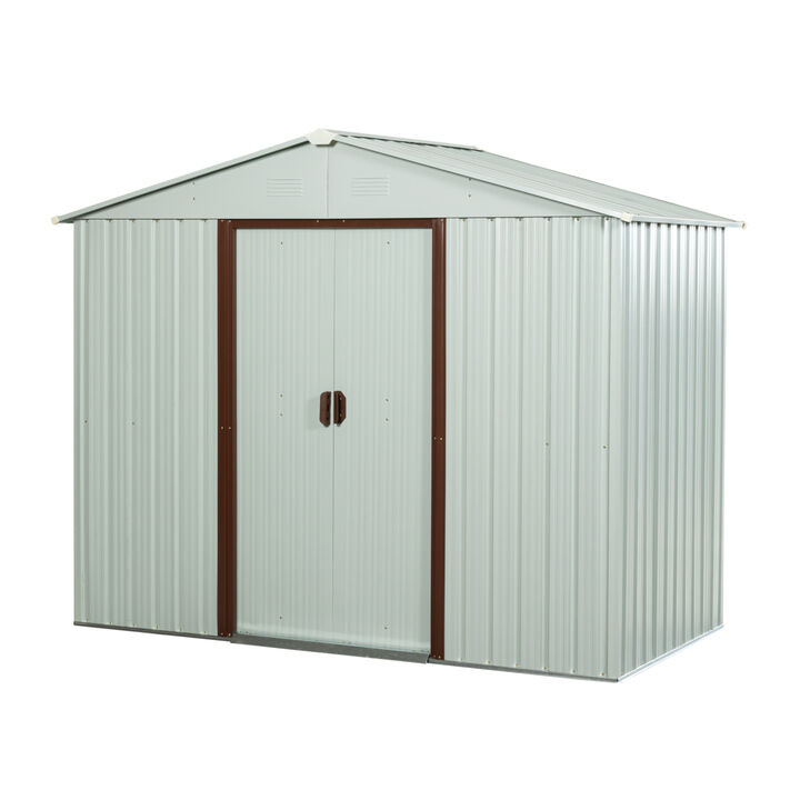 8FT X 4FT Outdoor Metal Storage Shed White Yx48