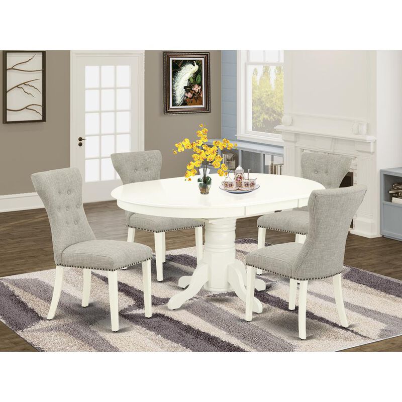 East West Furniture Dining Room Set Linen White, AVGA5-LWH-35