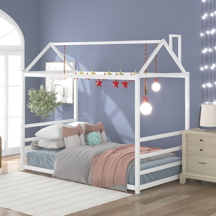 Streamdale House Platform Bed With Roof And Chimney Design