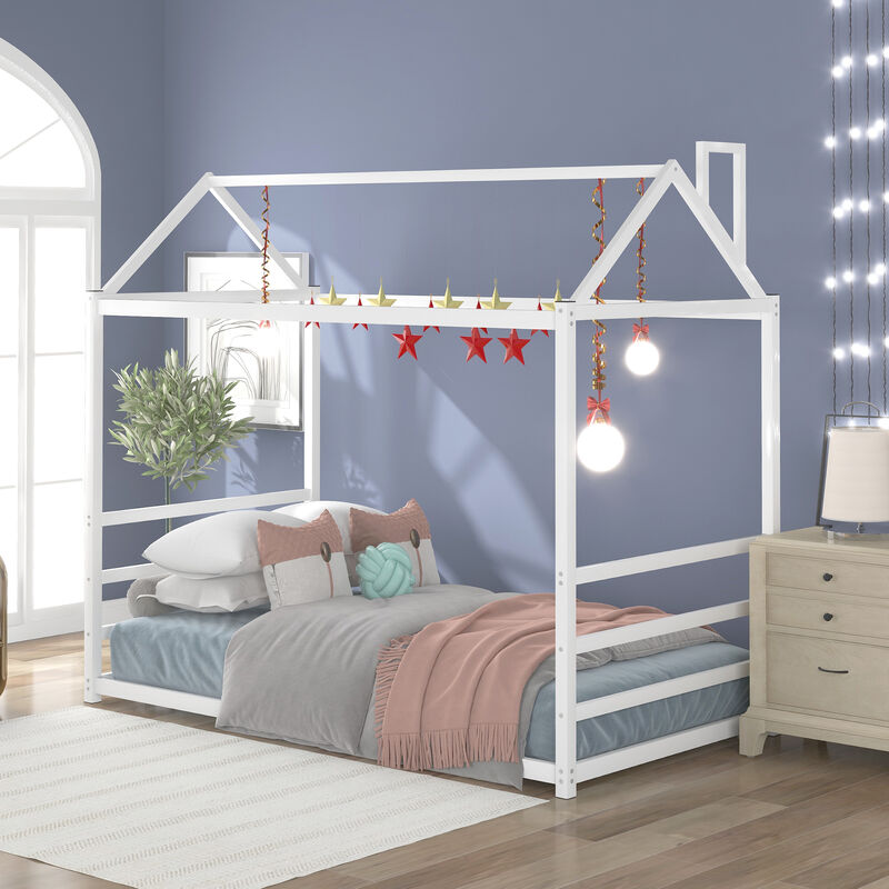 Streamdale House Platform Bed With Roof And Chimney Design