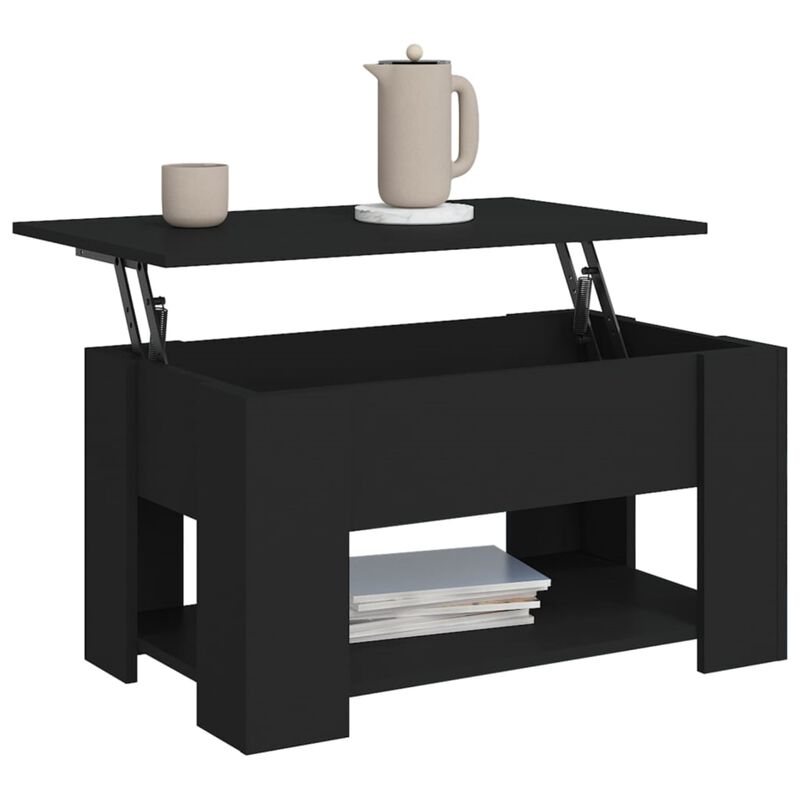 vidaXL Coffee Table Black 31.1"x19.3"x16.1" Engineered Wood