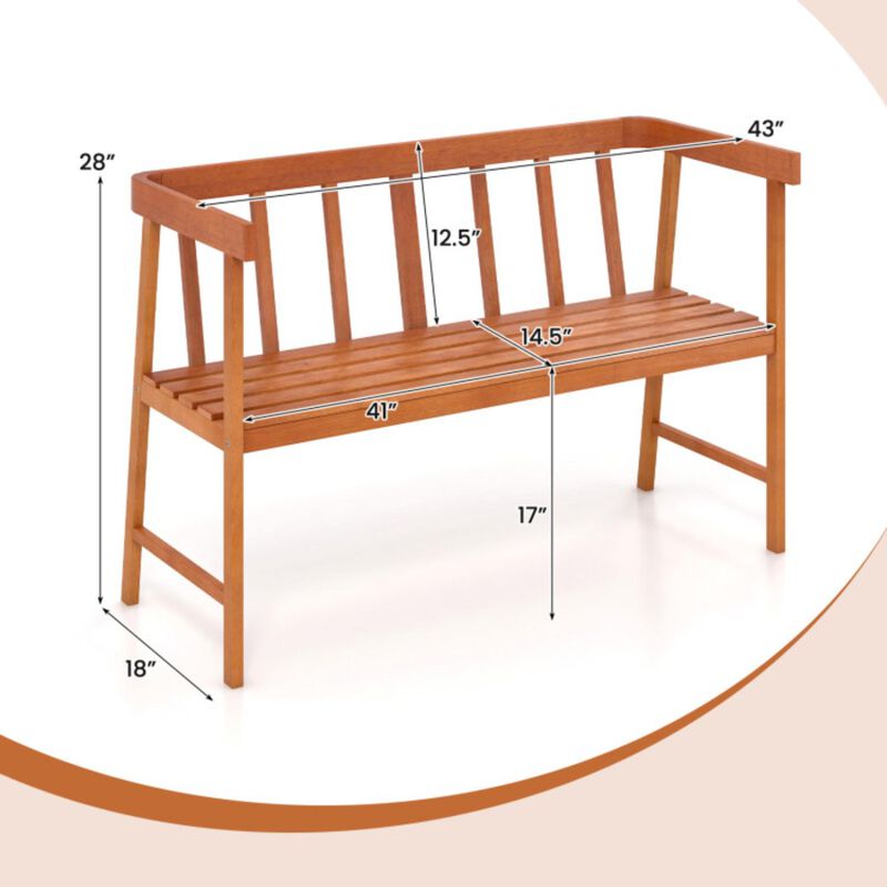 Hivvago Outdoor Acacia Wood Bench with Backrest and Armrests