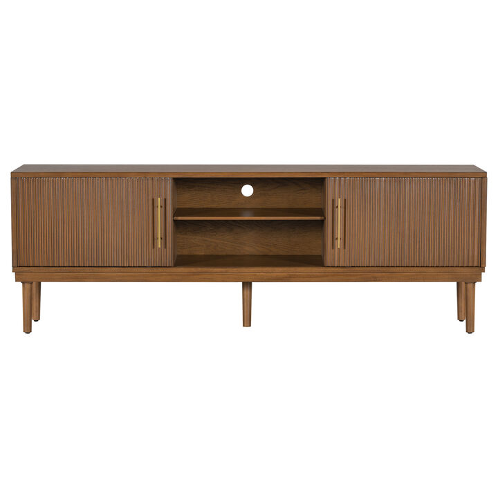 Merax Side Cabinet TV Stand with Sliding Doors