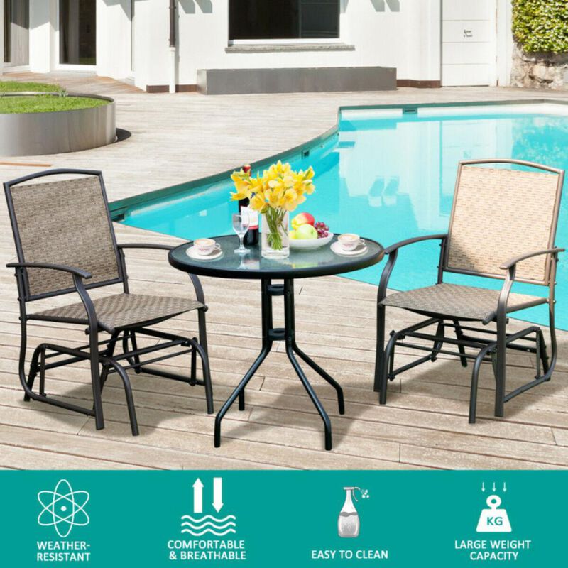 Hivvago 2 Pieces Patio Swing Single Glider Chair Rocking Seating
