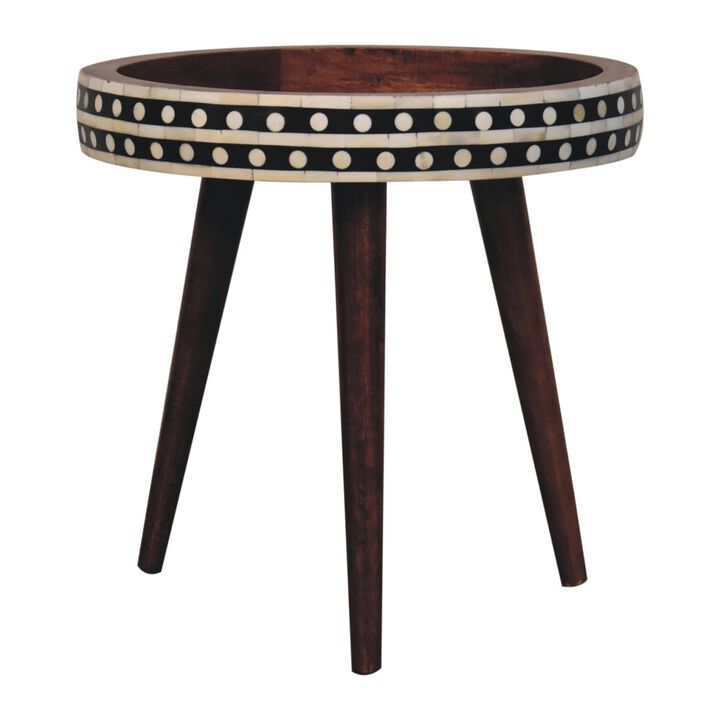 Artisan Furniture Solid Wood Honey Caramel Small Patterned Nordic Style End Table