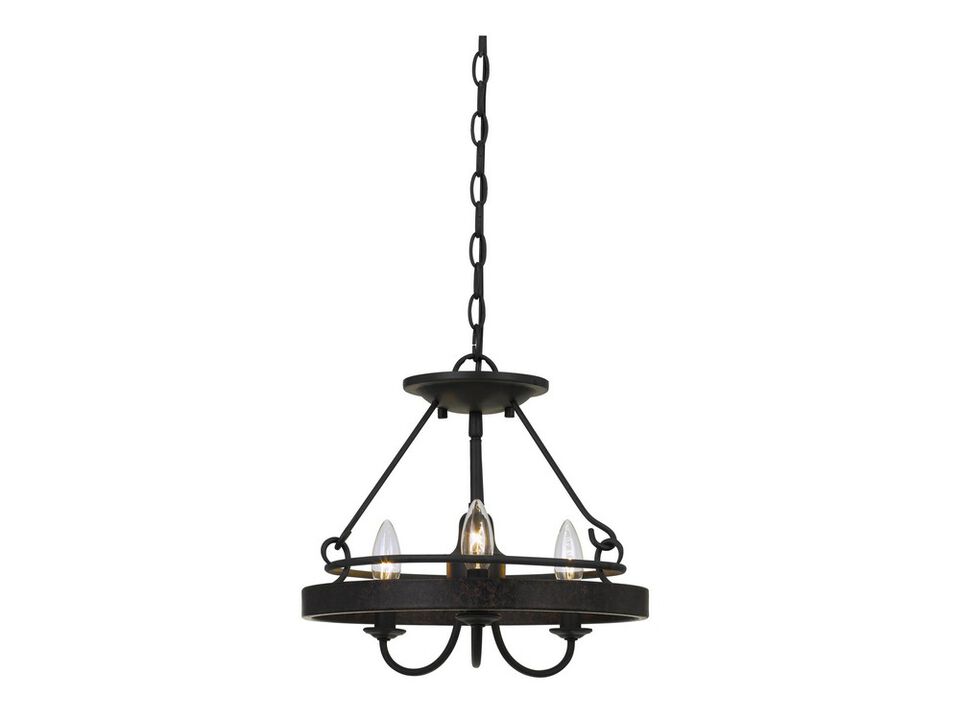 60 X 3 Watt Metal Frame Pendant with Hardwired Switch, Textured Gray - Benzara