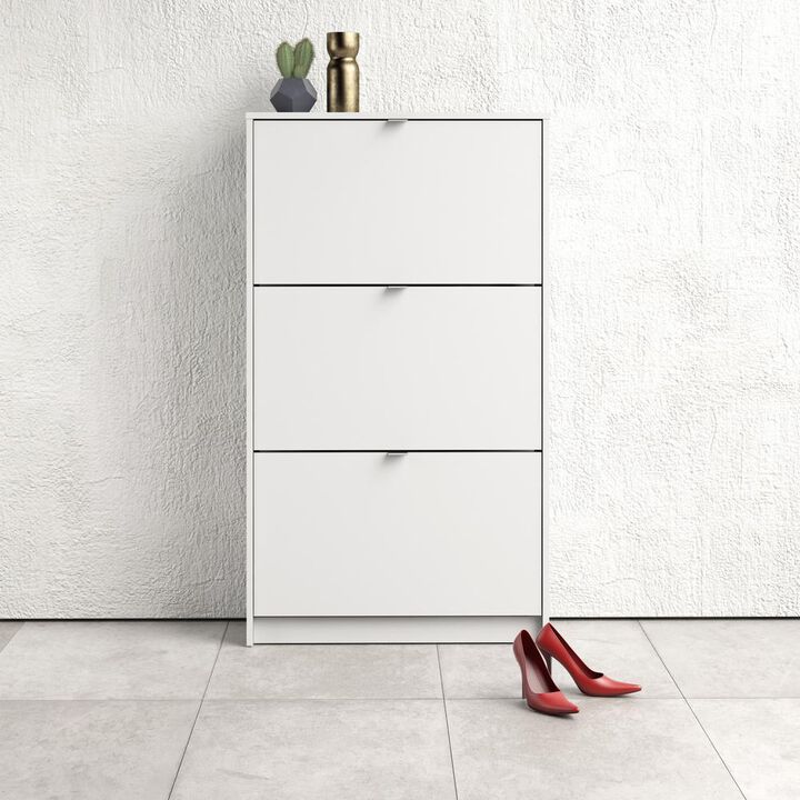 Tvilum Bright 3 Drawer Shoe Cabinet, White