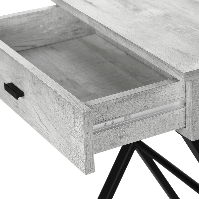 Monarch Specialties I 3451 Accent Table, Side, End, Nightstand, Lamp, Storage Drawer, Living Room, Bedroom, Metal, Laminate, Grey, Black, Contemporary, Modern
