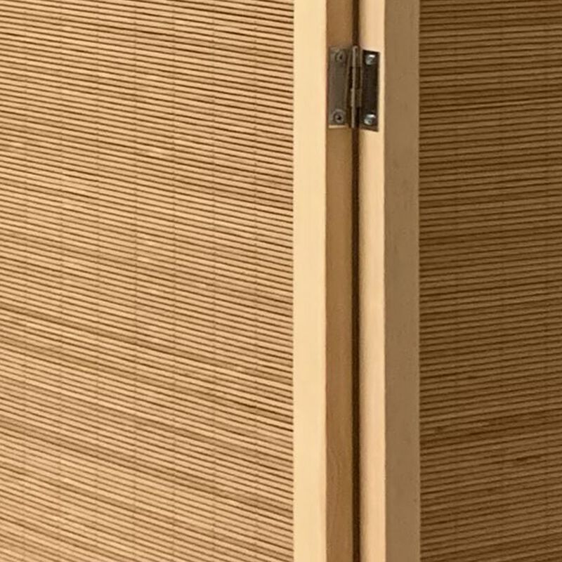 3 Panel Bamboo Shade Roll Room Divider, Natural Brown-Benzara