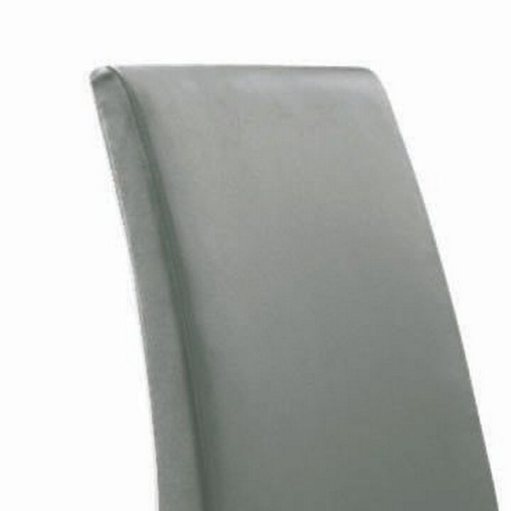 Cai 17 Inch Accent Chair, Set of 2, Chrome Legs, Vegan Faux Leather, Gray - Benzara