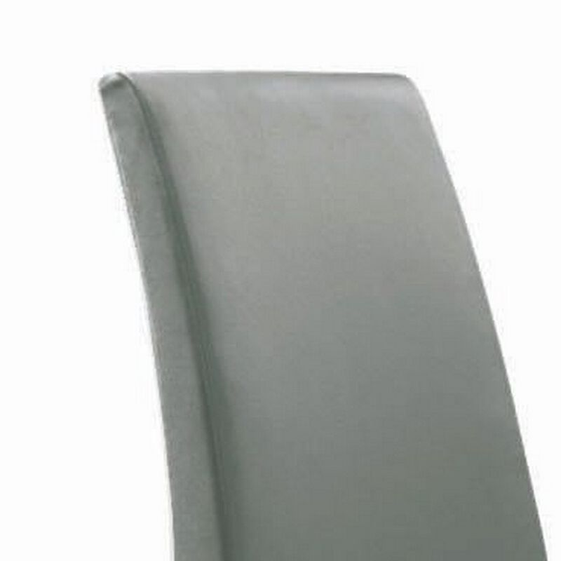 Cai 17 Inch Accent Chair, Set of 2, Chrome Legs, Vegan Faux Leather, Gray - Benzara