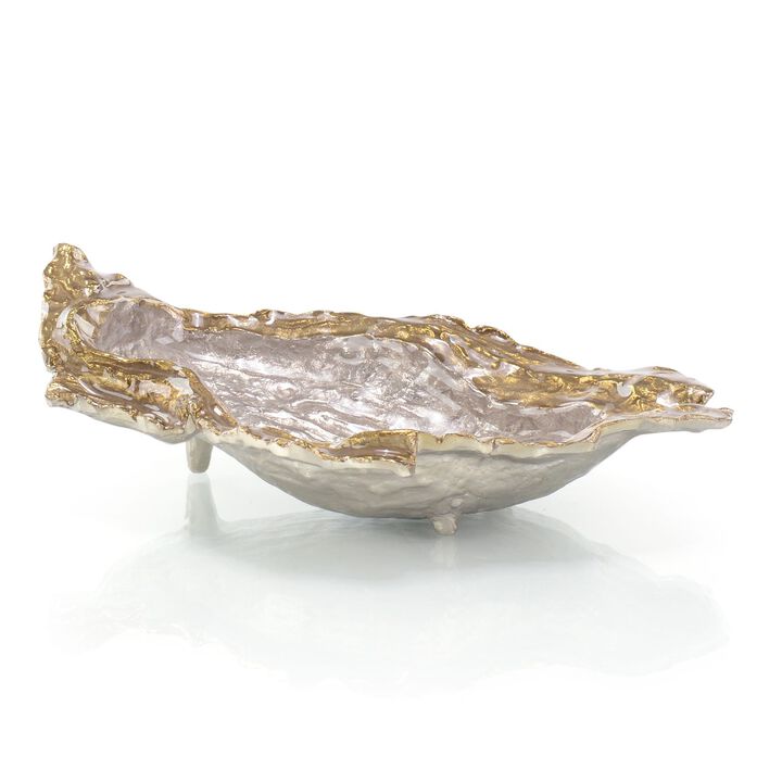 Single Oyster Bowl In Gold And Silver Enamel